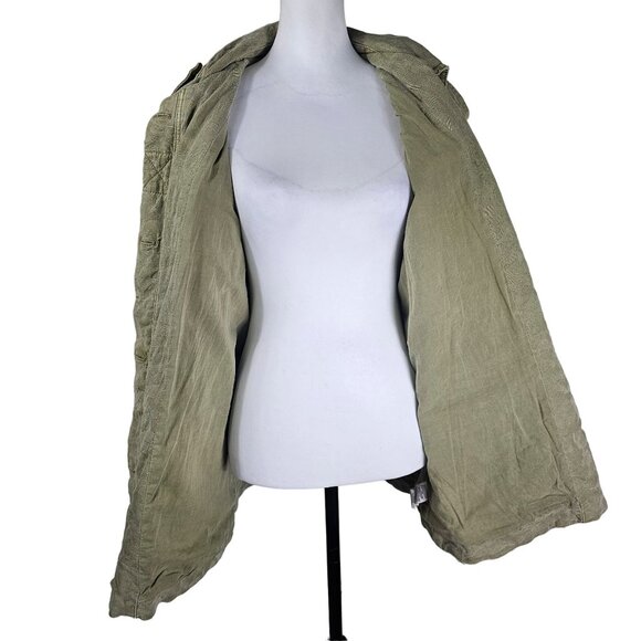 Free People Paint Splatter Military Jacket M Khaki Utility Safari Canvas Grunge - Picture 12 of 14